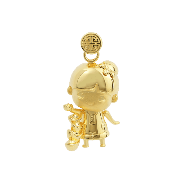 916 Gold Charm Collection – Ang Ku Kueh Boy with Ingots