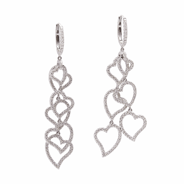 "Hearts" Dangling Diamond Earrings
