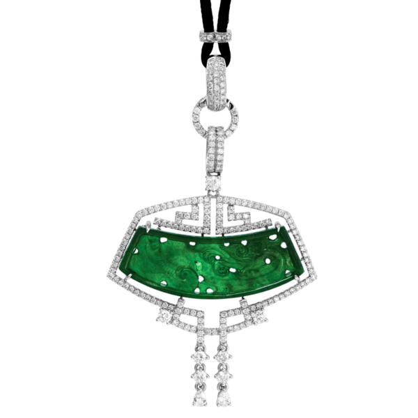 "Mesmerising Waves" Imperial Jadeite Diamond Pendant