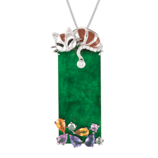 "Envy"Jadeite Sapphire Diamond Pendant