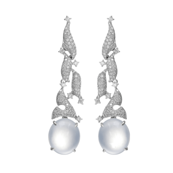 Designer Series: Glacier Collection - Jadeite Diamond Earrings