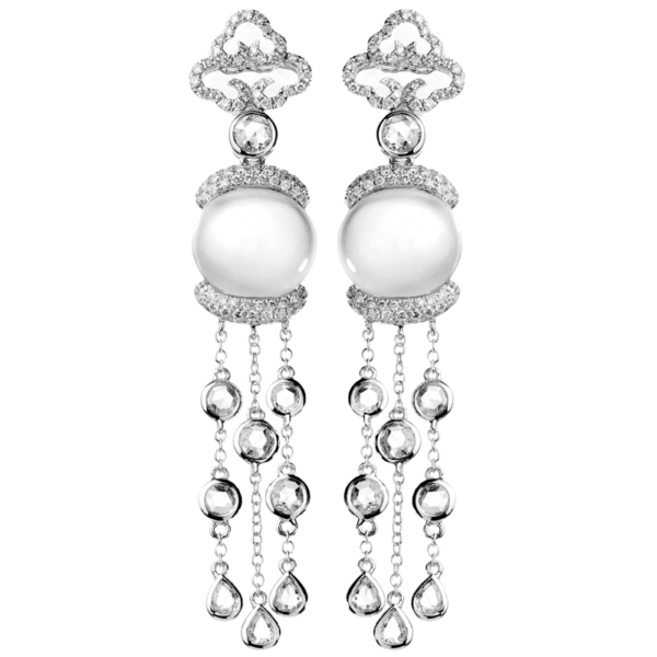 "Enchantment" Ice Jadeite Diamond Earrings