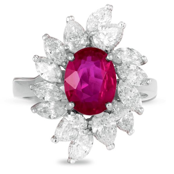 Floral Ruby Diamond Ring
